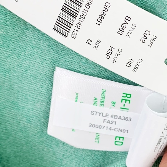 NWT J. Crew High Waisted Cotton Cashmere Sweater Short Heather Spearmint - Picture 7 of 7